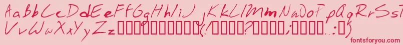 Weitere Informationen zur Stinkbomb-Schriftart Stinkbomb-Schriftart – Rote Schriften auf rosa Hintergrund