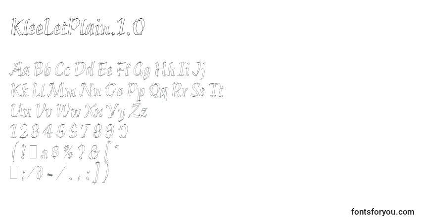 KleeLetPlain.1.0-fontti – aakkoset, numerot, erikoismerkit