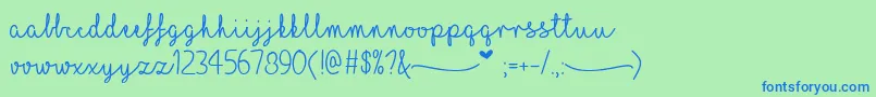 MfILoveGlitter Font – Blue Fonts on Green Background