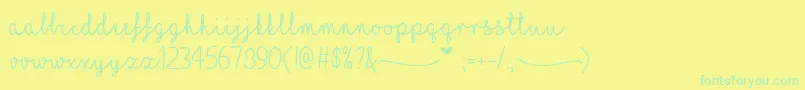 MfILoveGlitter Font – Green Fonts on Yellow Background