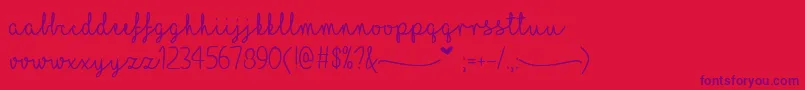 Czcionka MfILoveGlitter – fioletowe czcionki na czerwonym tle