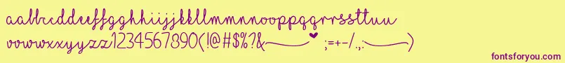 MfILoveGlitter Font – Purple Fonts on Yellow Background