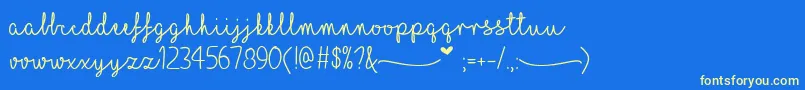 MfILoveGlitter Font – Yellow Fonts on Blue Background