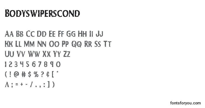 Czcionka Bodyswiperscond – alfabet, cyfry, specjalne znaki