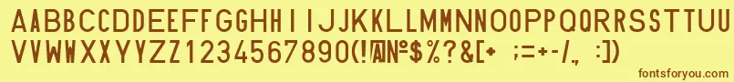 フォントHundin1451 – 茶色の文字が黄色の背景にあります。