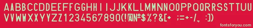 フォントHundin1451 – 赤い背景に緑の文字