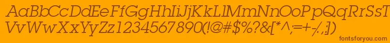 TorrentgraphicsskItalic-Schriftart – Braune Schriften auf orangefarbenem Hintergrund