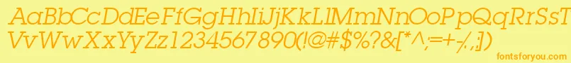 TorrentgraphicsskItalic-Schriftart – Orangefarbene Schriften auf gelbem Hintergrund