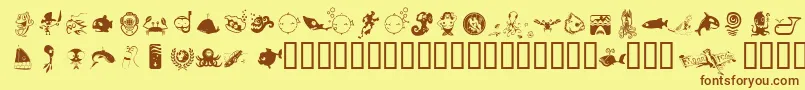 Fonte FloodIcons – fontes marrons em um fundo amarelo