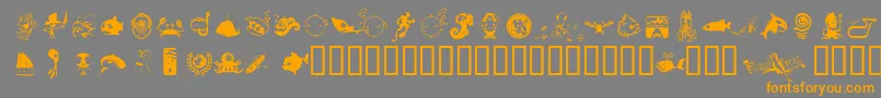 フォントFloodIcons – オレンジの文字は灰色の背景にあります。