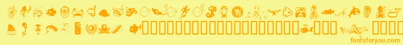 FloodIcons Font – Orange Fonts on Yellow Background