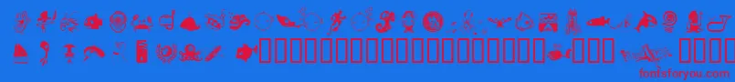 FloodIcons Font – Red Fonts on Blue Background