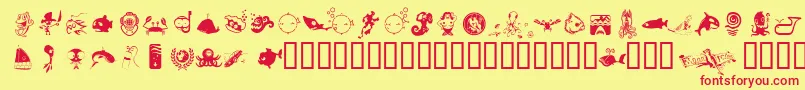 FloodIcons Font – Red Fonts on Yellow Background