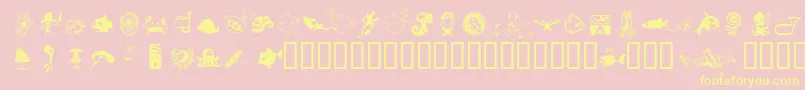 Fonte FloodIcons – fontes amarelas em um fundo rosa