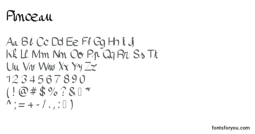 A fonte Pinceau – alfabeto, números, caracteres especiais