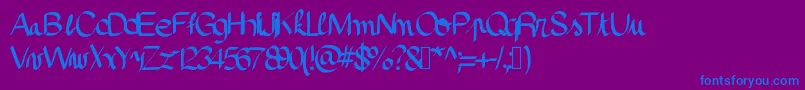 Pinceau Font – Blue Fonts on Purple Background