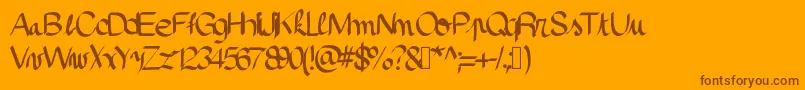 Pinceau-Schriftart – Braune Schriften auf orangefarbenem Hintergrund