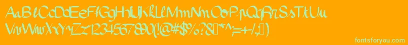 Pinceau Font – Green Fonts on Orange Background