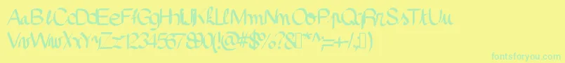 Pinceau Font – Green Fonts on Yellow Background