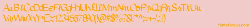 Pinceau-Schriftart – Orangefarbene Schriften auf rosa Hintergrund