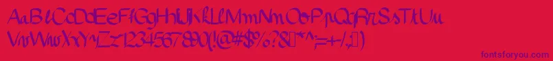 Pinceau Font – Purple Fonts on Red Background