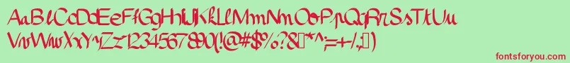 Pinceau Font – Red Fonts on Green Background