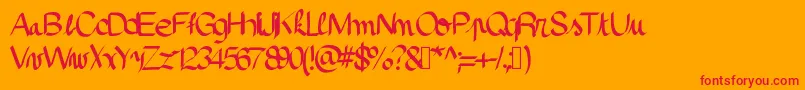 Pinceau Font – Red Fonts on Orange Background