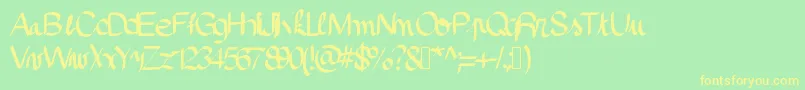 Pinceau Font – Yellow Fonts on Green Background