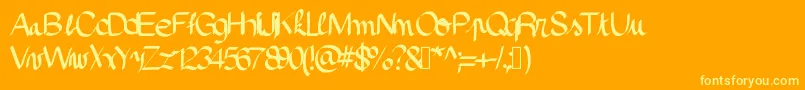 Pinceau Font – Yellow Fonts on Orange Background