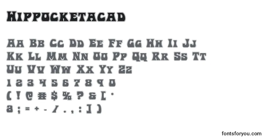 Czcionka Hippocketacad – alfabet, cyfry, specjalne znaki