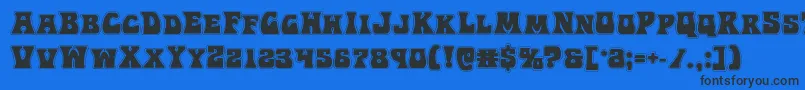 Hippocketacad-Schriftart – Schwarze Schriften auf blauem Hintergrund