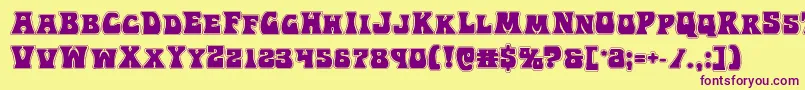 Hippocketacad-Schriftart – Violette Schriften auf gelbem Hintergrund