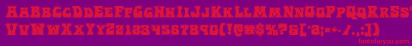 Czcionka Hippocketacad – czerwone czcionki na fioletowym tle