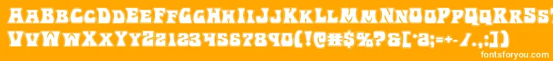 Hippocketacad-Schriftart – Weiße Schriften auf orangefarbenem Hintergrund