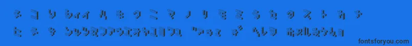 DemoncubicblockNkpShade-Schriftart – Schwarze Schriften auf blauem Hintergrund