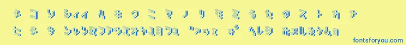 DemoncubicblockNkpShade Font – Blue Fonts on Yellow Background