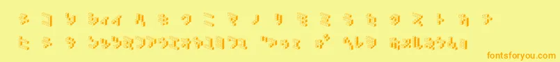 DemoncubicblockNkpShade Font – Orange Fonts on Yellow Background