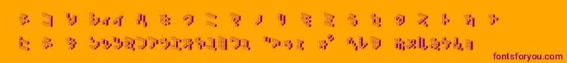 フォントDemoncubicblockNkpShade – オレンジの背景に紫のフォント