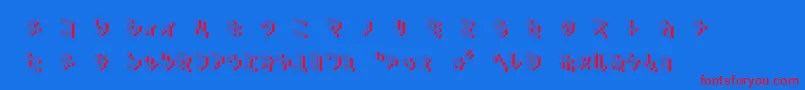 DemoncubicblockNkpShade-Schriftart – Rote Schriften auf blauem Hintergrund