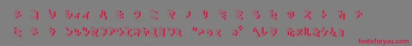 フォントDemoncubicblockNkpShade – 赤い文字の灰色の背景