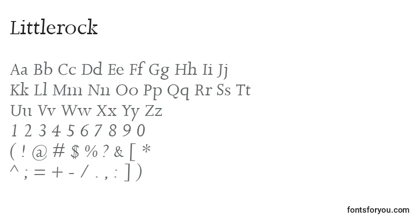 Schriftart Littlerock – Alphabet, Zahlen, spezielle Symbole