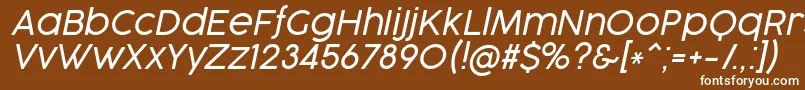 Czcionka CocogooseProLightItalicTrial – białe czcionki na brązowym tle