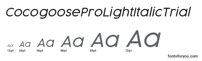 CocogooseProLightItalicTrial Font Sizes