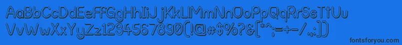 AlphaRomanieOutlineG98-Schriftart – Schwarze Schriften auf blauem Hintergrund