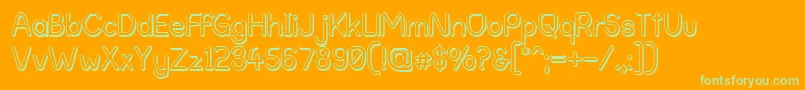 AlphaRomanieOutlineG98-fontti – vihreät fontit oranssilla taustalla