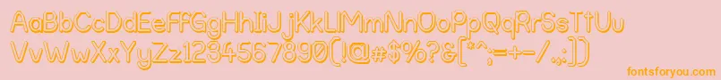 AlphaRomanieOutlineG98-Schriftart – Orangefarbene Schriften auf rosa Hintergrund