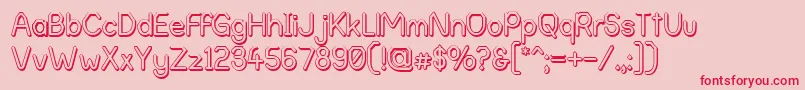 フォントAlphaRomanieOutlineG98 – ピンクの背景に赤い文字