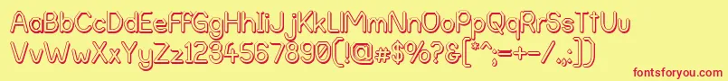 フォントAlphaRomanieOutlineG98 – 赤い文字の黄色い背景