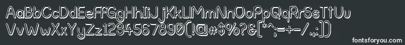 AlphaRomanieOutlineG98-fontti – valkoiset fontit mustalla taustalla