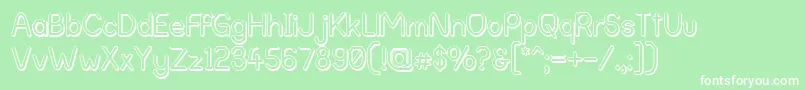 フォントAlphaRomanieOutlineG98 – 緑の背景に白い文字